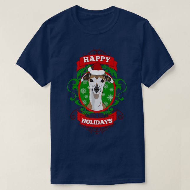 Camiseta Feliz Natal Cachorro do Velho Pai Natal (Frente do Design)