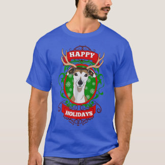 Camiseta Feliz Natal Cachorro Negra Reindeer Antler