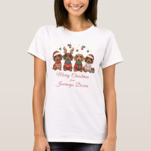 Camiseta Feliz Natal Cachorro Salsicha Férias