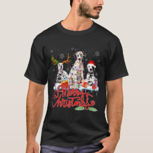 Camiseta Feliz Natal - Cães Dalmáticos Reindeer Ligh