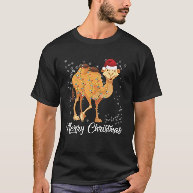Camiseta Feliz Natal Camel Ugly Sweater Papai Noel Xma (Frente)
