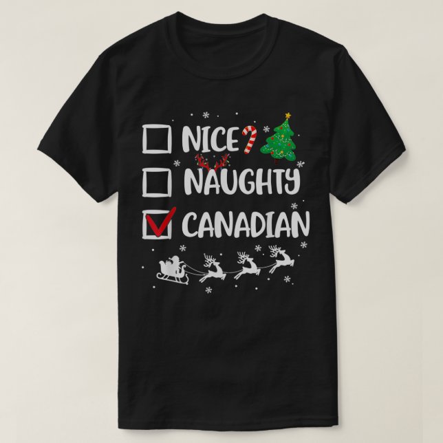 Camiseta Feliz Natal Canadiano Engraçado Santa Hat Xm (Frente do Design)