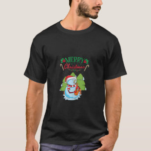 Camiseta Feliz Natal - Cane Snowman Saxophone Playe