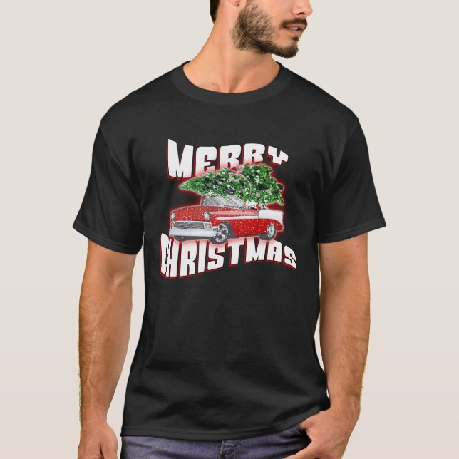 Camiseta Feliz Natal - Carro Clássico de Natal (Frente)