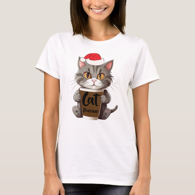 Camiseta Feliz Natal Cat-Puccino (Frente)
