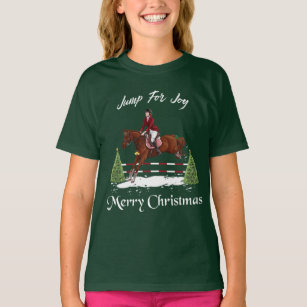 Camiseta Feliz Natal, cavalo de salto inglês equestre