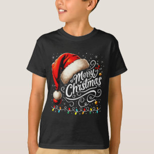 Camiseta Feliz Natal Chapéu Vermelho do Papai Noel Família 