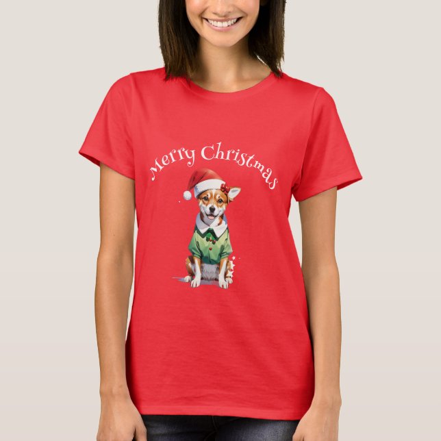Camiseta Feliz Natal Chihuahua Elf (Frente)