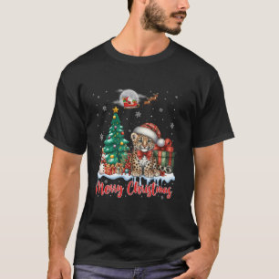 Camiseta Feliz Natal - Chita Chita Santa Hat Cheetah Lov