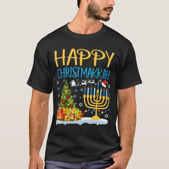 Camiseta Feliz Natal Chrismukkah Engraçado Hanukkah (Frente)