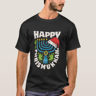Camiseta Feliz Natal Chrismukkah Papais noeis de Hanukkah M