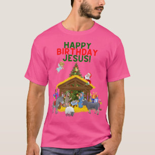 Camiseta Feliz Natal Christian Feliz Aniversário Jesus Chr