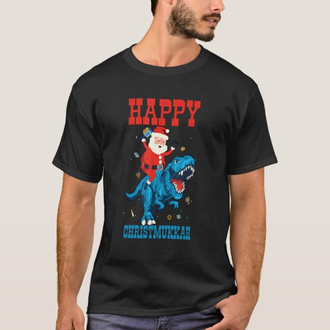 Camiseta Feliz Natal Christmukkah Vibes Papai Noel Din (Frente)