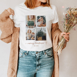 Camiseta Feliz Natal   Colagem de Fotografias Moderna