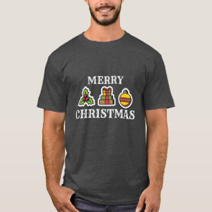 Camiseta Feliz Natal com Azevinho, Presentes e Enfeite