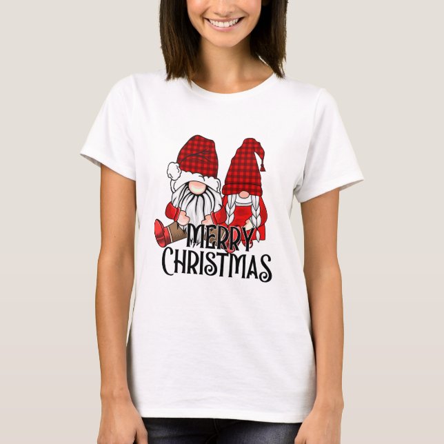 Camiseta Feliz Natal com dois gnomos bonitos (Frente)
