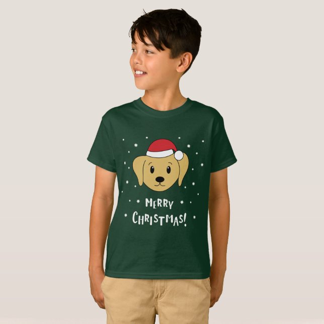 Camiseta Feliz Natal com Labrador (Frente Completa)
