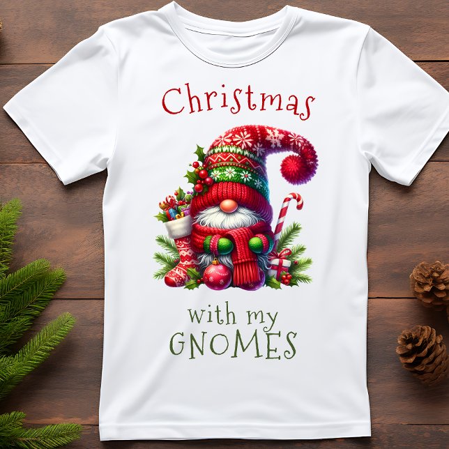 Camiseta Feliz Natal Com Meu Feriado Gnomos (Criador carregado)