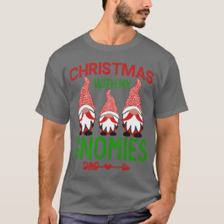 Camiseta Feliz Natal Com Meus Gnomos Papai Noel Sleigh