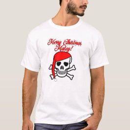 Camiseta Feliz Natal, companheiro pirata! Papai Noel pirata