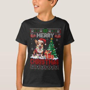 Camiseta Feliz Natal Corgi Dog Lovers Família Feia Xmas
