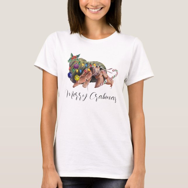 Camiseta Feliz Natal Crabmas Hermit Crab Crustacean (Frente)