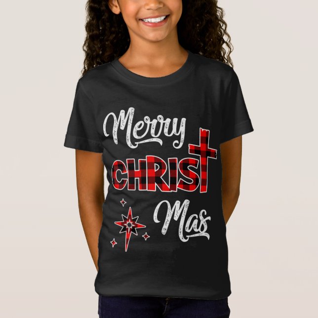 Camiseta Feliz Natal Cristãos Presentes Xadrez de Buffalo P (Frente)