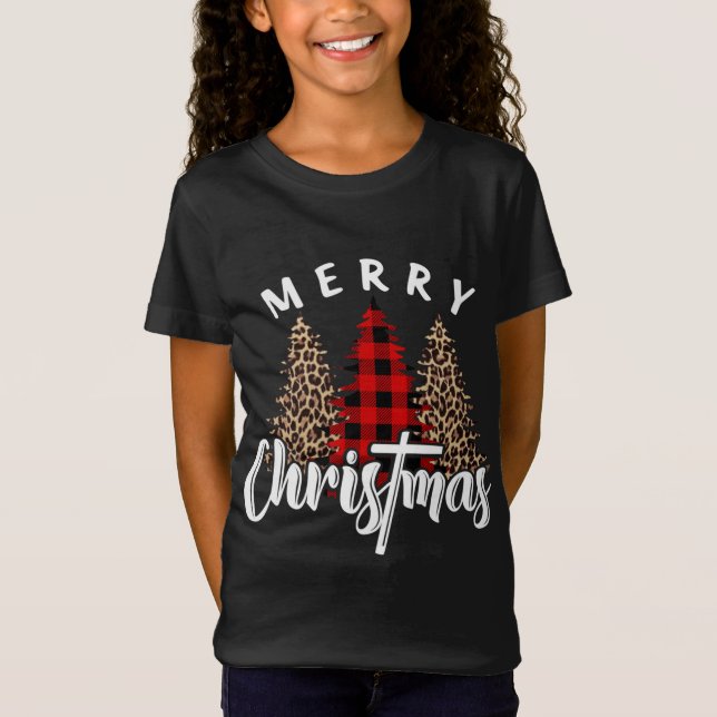 Camiseta Feliz Natal Cross Buffalo Xadrez Leopard Impressão (Frente)