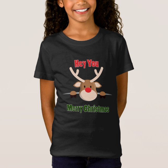 Camiseta Feliz Natal, Cute Deer (Frente)