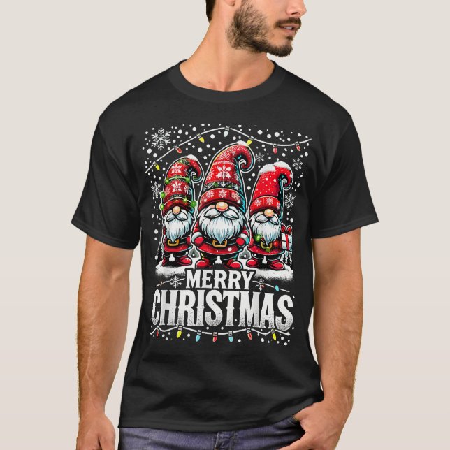 Camiseta Feliz Natal da família Gnomo (Frente)