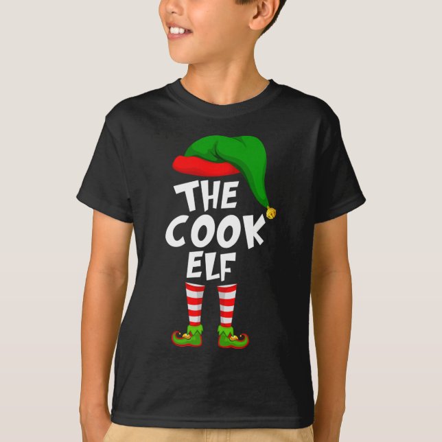 Camiseta Feliz Natal Da Família, O Elfo Cook (Frente)