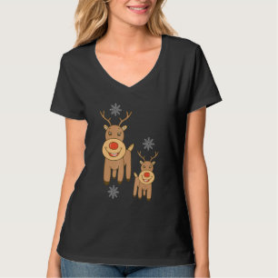 Camiseta Feliz Natal da Família Reindeer Flocos de Neve