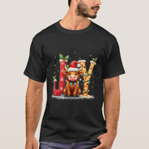 Camiseta Feliz Natal da família Vaca das Terras Altas Feliz