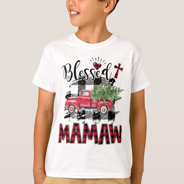 Camiseta Feliz Natal da xadrez Vermelha de Mamaw (Frente)