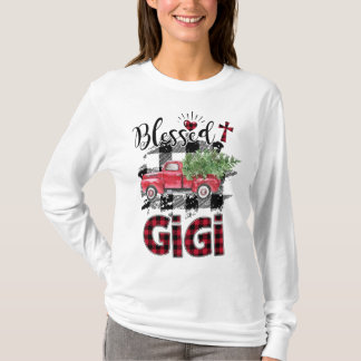 Camiseta Feliz Natal da xadrez Vermelha Gigi