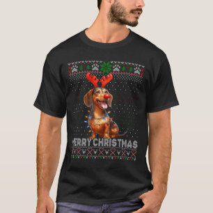 Camiseta Feliz Natal Dachshund Dog Freguiçoso
