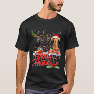 Camiseta Feliz Natal Dachshund Dogs Papais noeis Reindeer L