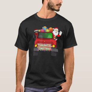 Camiseta Feliz Natal Dachshund E Papai Noel No Caminhão