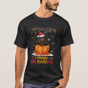 Camiseta Feliz Natal das Halloween Hallothanksmas Dachshund
