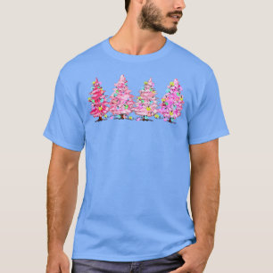 Camiseta Feliz Natal das mulheres cor-de-rosa leopardo de n