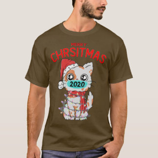 Camiseta Feliz Natal de 2020 Máscara de Gato Bonita de Nata