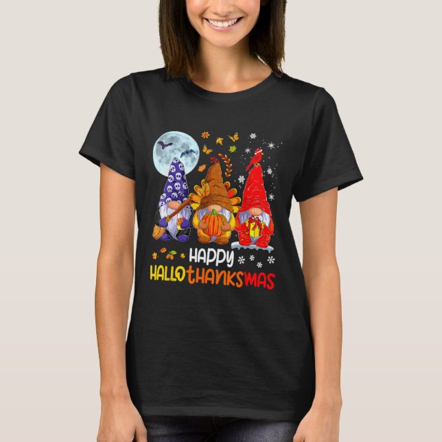 Camiseta Feliz Natal de Ação de Graças de Halloween HalloOb (Frente)