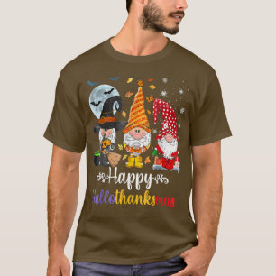 Camiseta Feliz Natal de Ação de Graças de Halloween HalloOb