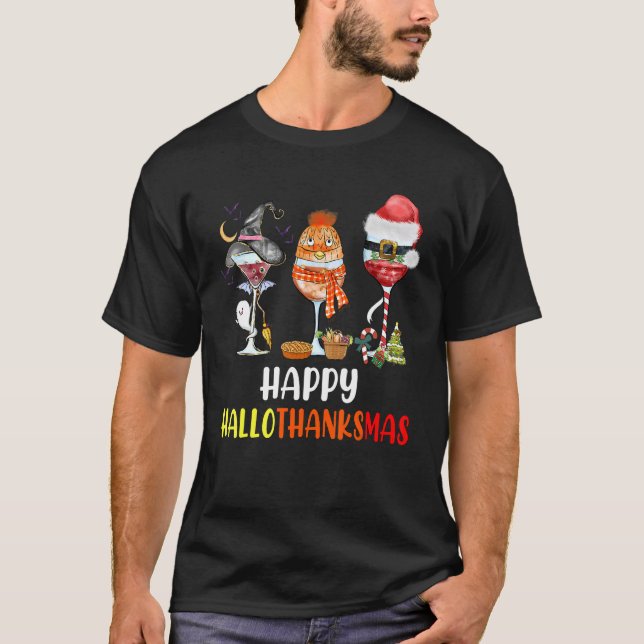 Camiseta Feliz Natal de Ação de Graças de Halloween HalloOb (Frente)