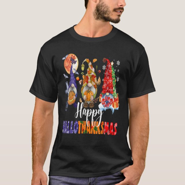Camiseta Feliz Natal de Ação de Graças de Halloween HalloOb (Frente)