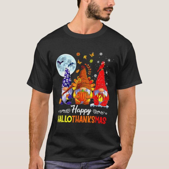 Camiseta Feliz Natal de Ação de Graças de Halloween HalloOb (Frente)