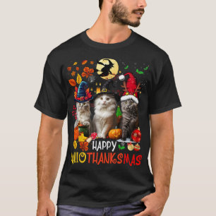 Camiseta Feliz Natal de Ação de Graças de Halloween HalloOb