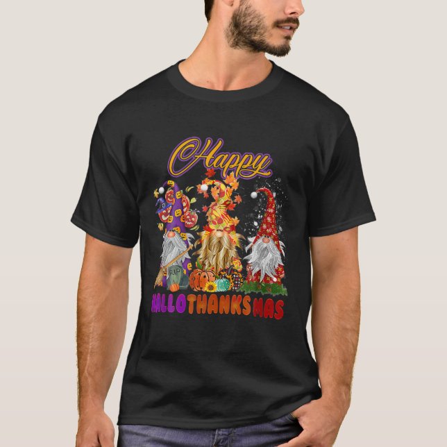 Camiseta Feliz Natal de Ação de Graças de Halloween HalloOb (Frente)
