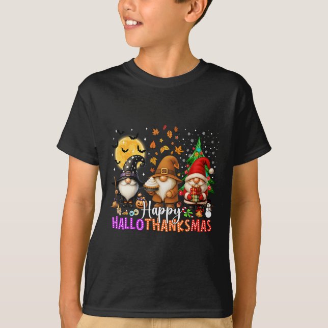 Camiseta Feliz Natal de Ação de Graças de Halloween HalloOb (Frente)