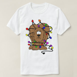 Camiseta Feliz Natal de Cachorro Humor Tangido Luzes de Fé